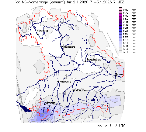 ICON Niederschlagsvorhersage (Summe) für Folgetag vom 01.01.2026 wurde nicht gefunden!